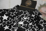 New 2022 Men 3D luxurious Classic Black White Star Print Fashion Silk Casual Shirts Shirt high Pocket Long-sleeves S 2XL #D276