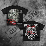 Y2K Trapcore T-Shirt – Money Bag Flame Print Urban Style