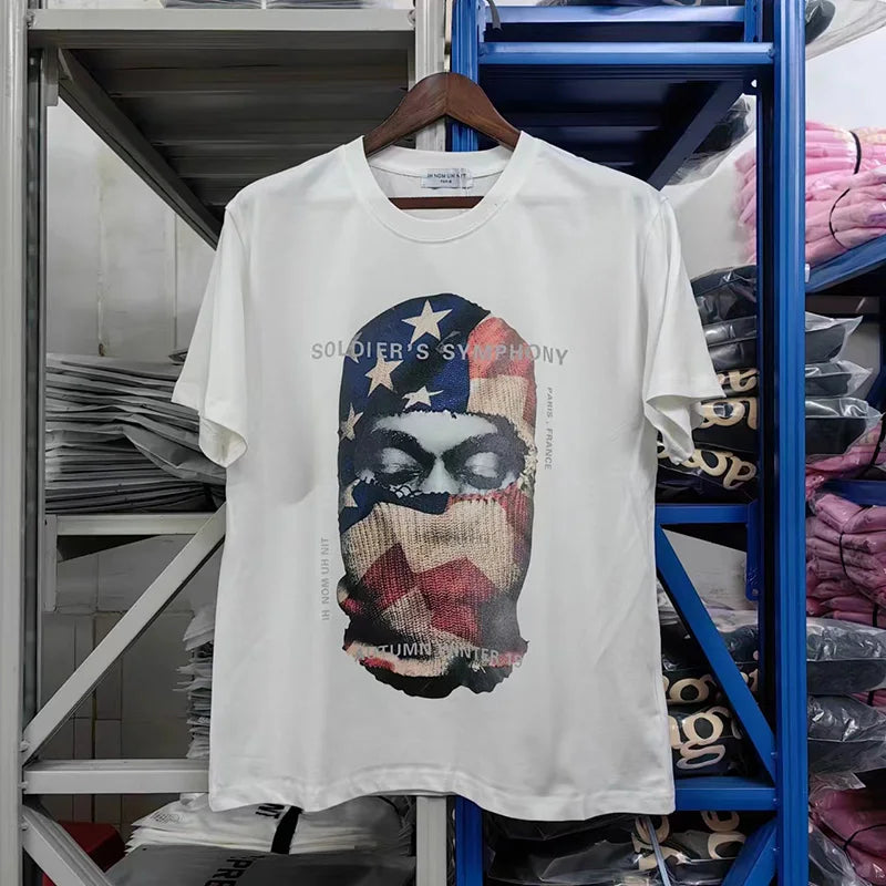 Glitchcore Fashion – High Quality Ih Nom Uh Nit T Shirt Masked Men Letter Printin – Urban Streetwear for Men & Women