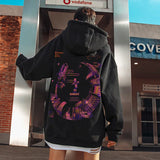 High Street Graffiti Graphic Hoodie Mens Loose Fleece Hoodies Harajuku