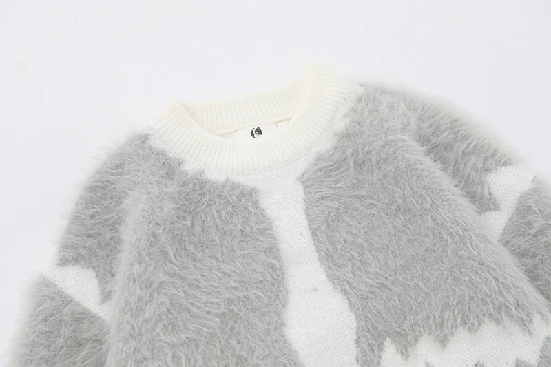 imitation mink fur antarctic velvet knit sweaters winter mens mohair knitwears oversized street wear round neck long sleeve aesthetic street look hoodie, unique limited edition hoodie, streetwear fashion hoodie