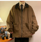 American Retro 2024 Mens Bomber Jacket Windbreaker Casual Handsome Zip