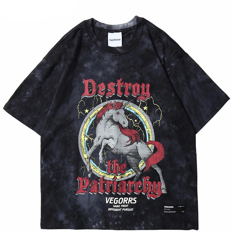 Sadcore Vintage t-shirt – 2023 Tshirt Streetwear Retro Tie Dyed House Graphic T Shirts