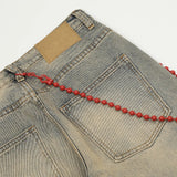 red chain pendant washed vintage jeans men women streetwear fashion hip hop loose casual wide leg denim jeans pants trousers urban skinny jeans
