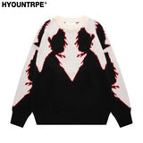 hip hop knitted sweater men autumn winter o neck anime pattern pullover streetwear casual loose sweaters unisex jumpers knitwear oversized graphic print design, streetwear fashion hoodie, aesthetic street look hoodie