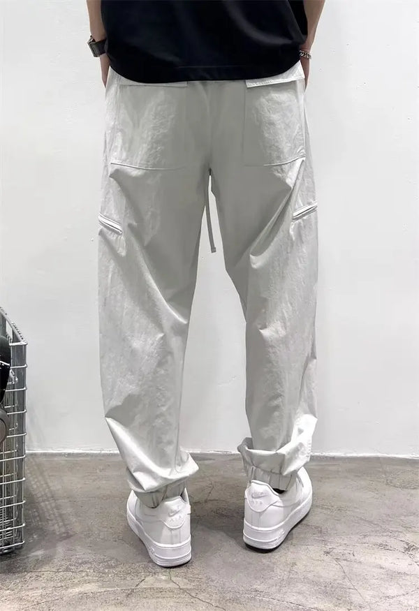 cargo casual pants for men new simple solid color loose fitting leg binding handsome pants autumn fashion outdoor functional pan military streetwear pants