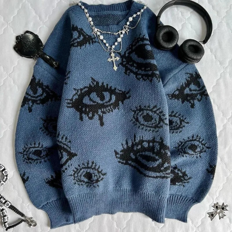 grunge knit pullover for fall and winter, oversized aesthetic with urban style, mens fashion layer for modern streetwear coll