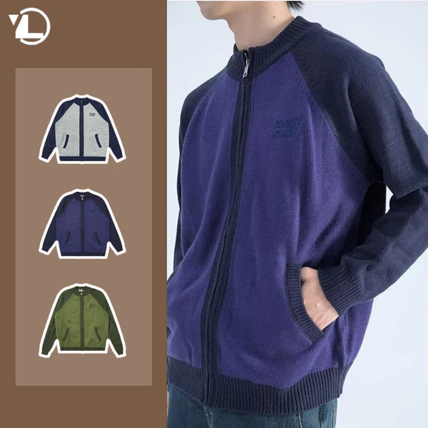 varsity flame knitwear, statement sweater, cozy knitwear for men, oversized grunge aesthetic winter top