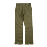 military green cargo jeans pants thin streetwear skinny micro horn ripped jeans hip hop raw edge speckle ink washed slim jeans baggy cargo bottoms