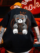 Anime Oversized shirt – American Street Bear Printed Men T Shirt Summer Crewneck