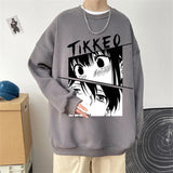 Autumn Japanese Anime Fashion Men Sweatshirt Graphic Fleece Y2K Clothes
