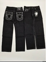 true faith embroidered jeans vintage street gothic loose casual denim hip hop red trousers couples baggy pants y2k clothes unique jeans style 4087
