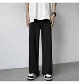 summer texture straight pants for men korean fashion baggy wide leg trousers casual drape pleated striped y2k pantalones hombre unique default style 504