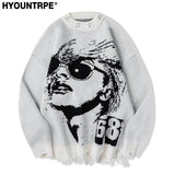 hip hop knitted oversized sweater men autumn winter o neck long sleeve pullover streetwear casual loose sweaters jumper knitwear - urban fashion pullover, high quality cotton hoodie, graphic printed hoodie for men and women