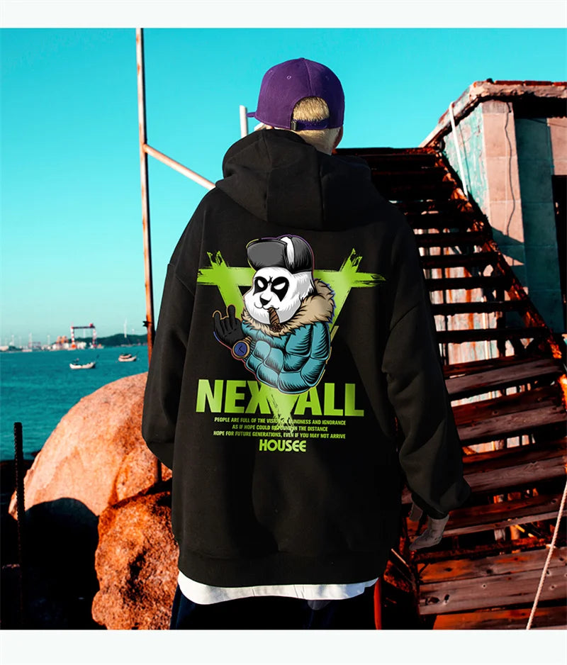 Autumn Punk Panda Printed Hoodie For Men New In Harajuku Fashion Fleece