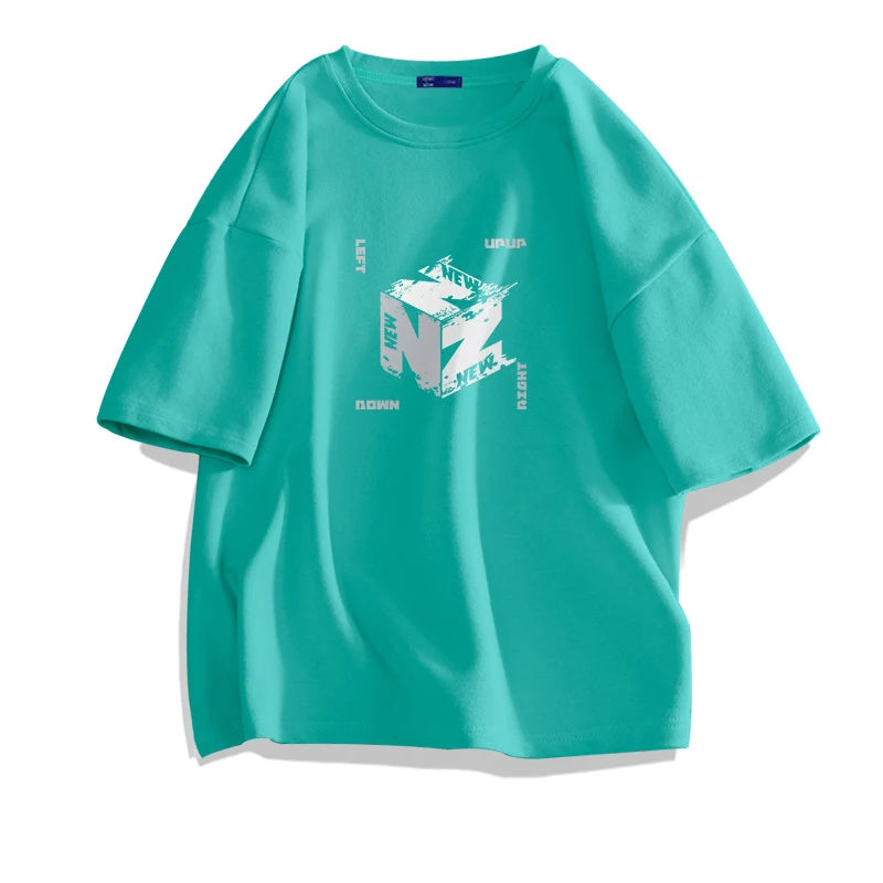 Trapwear Angelcore design – 2024 New Cube Graphic Print T Shirts For Men Personality Fas
