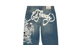 hip hop punk skull print baggy blue jeans for women y2k street wear casual straight wide leg pants hot selling denim trousers urban skinny jeans