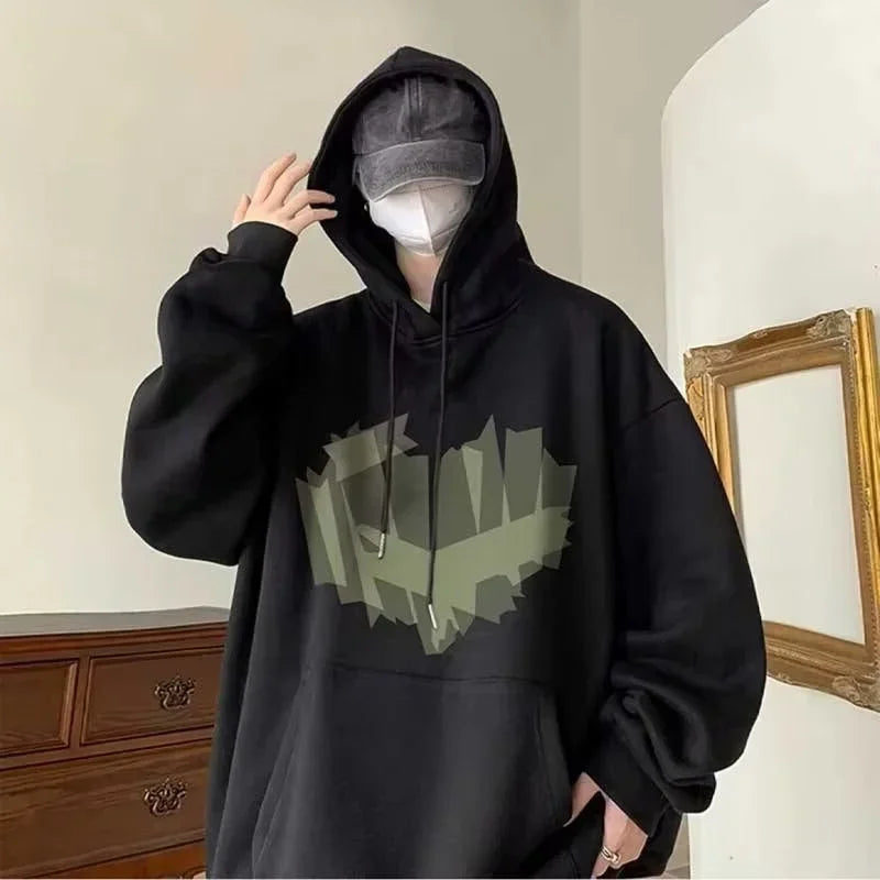 Autumn New Love Graphic Print Hoody Sweatshirts Man Hip Hop Oversized