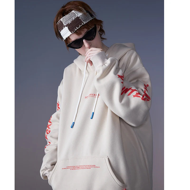 Men Hip Hop Hoodie Sweatshirt Retro Painting Print Harajuku Hooded Pul