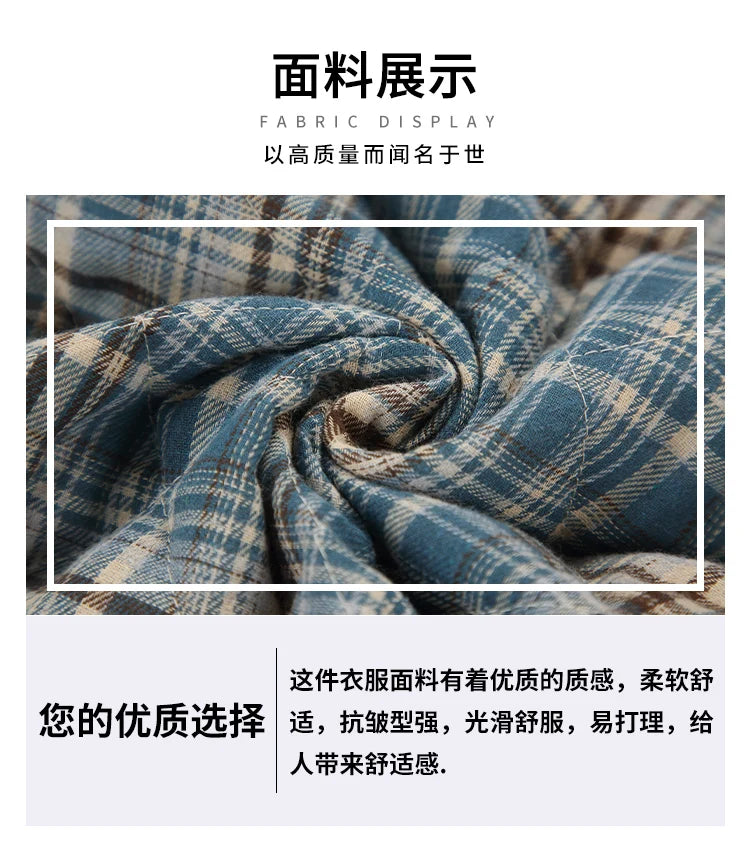 Autumn Winter Men Streetwear Fashion Loose Casual Oversize Plaid Cotton-padded Shirt Style Parkas Jacket Campus Couple Coat