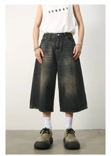 men summer streetwear fashion loose casual wide leg denim calf length jeans pants male vintage jeans baggy hosen pants unique jeans style 1509