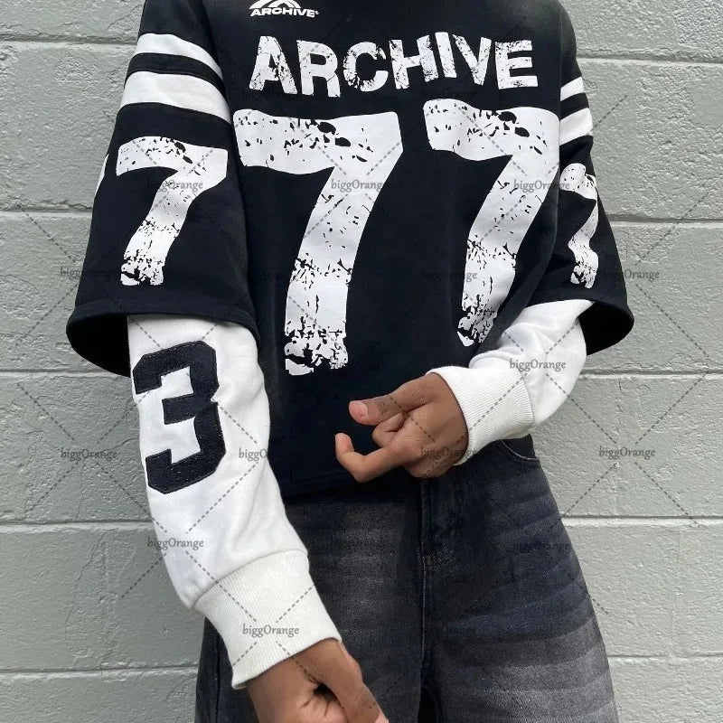 Harajuku Aesthetic print tee – American Street Fashion Round Neck Pullover Y2K Harajuku Ret