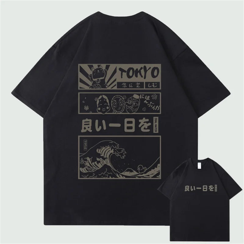 Anime Aesthetic Shirt – Men Hip Hop Streetwear T Shirt Japanese Kanji Cartoon – Edgy Streetwear for All Genders