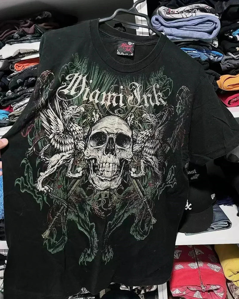 Y2k Vintage print – American Fashion Trend Vintage Cotton T Shirts Men Women Y2K