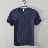 Summer Short Sleeved Men'S Thin Section Casual All Match Loose Cotton Breathable Round Neck Solid Color Bottoming Shirt