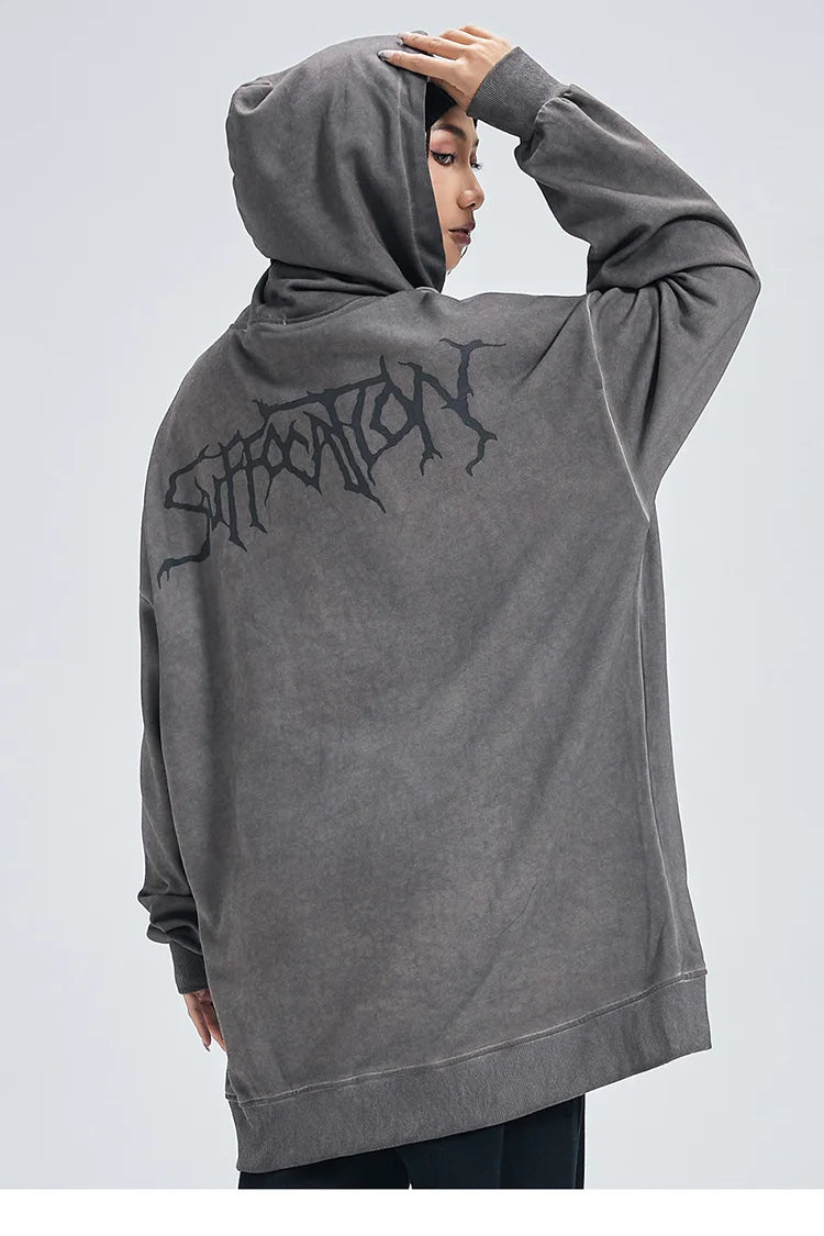 Hip Hop Streetwear Hoodie Sweatshirt Men Dark Style Angel Print Pullov