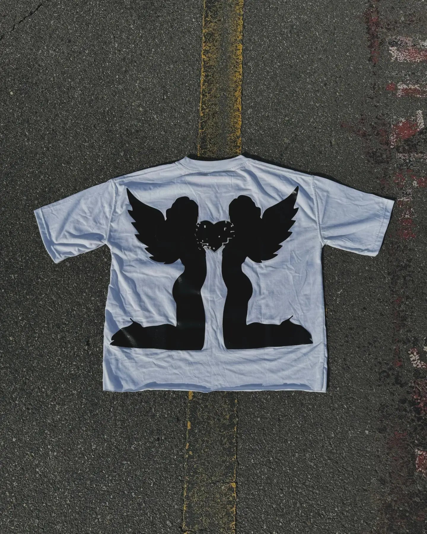 Vaporwave Streetwear top – American Gothic Fashion Angel Print Oversized T Shirt Womens