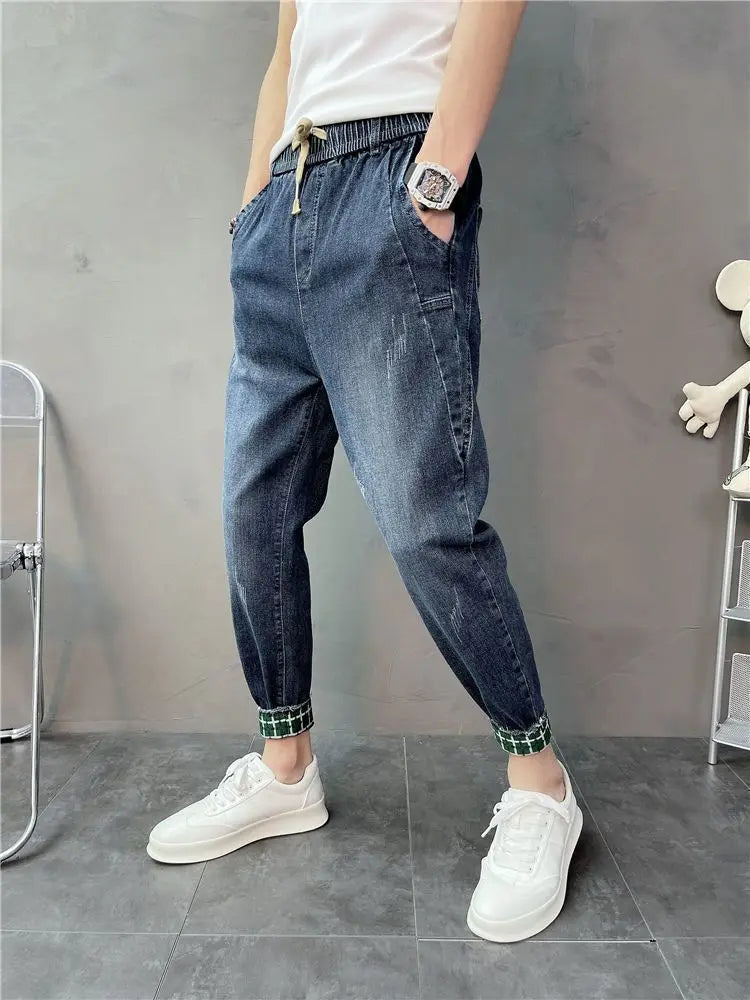 korean fashion harem jeans men high quality loose all match male jean trousers 2024 spring autumn trend straight leg denim pants vintage washed jeans