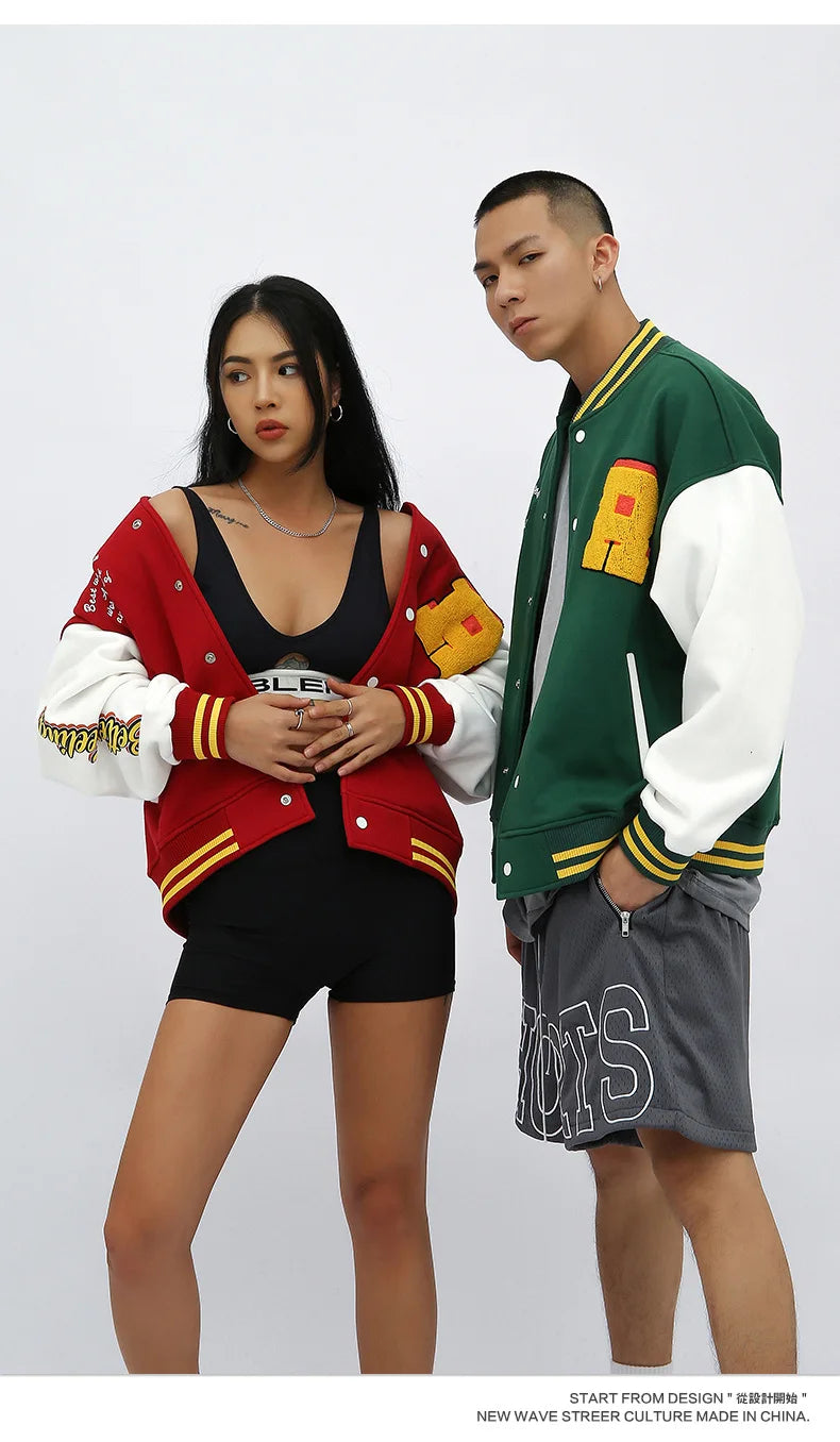leather varsity coat, fall winter style, men's streetwear fashion, oversized urban jacket, high quality cold-weather coat