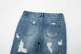 Harajuku Frayed Hole Straight Washed Retro Baggy Men's Jeans High Street Ripped Hip Hop Casual Oversized Denim Trousers