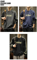 2025 Spring Letter Print New In Sweatshirt Mens Patchwork Long Sleeve