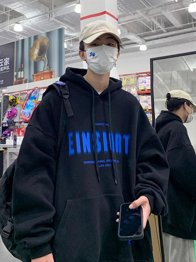 Spring Retro Letter Printed Hoodies Hombre 2024 New Personality Loose