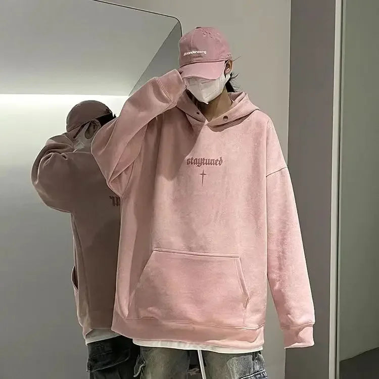 Autumn And Winter New Heavyweight Loose And Thick Hooded Suede Pullove