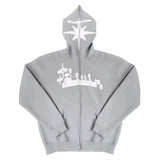 Y2K Full Zip Hoodies Embroidery Pattern Gothic Hooded Sweatshirts Over