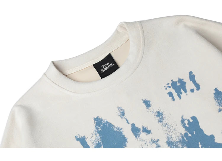 Men Suede Sweatshirt Streetwear Shadow Graphic Harajuku Pullover 2023