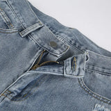 streetwear straight pants ladies ripped jeans mid waist loose wide leg pants ladies jeans y2k summer high street cargo pants unique cargo style 2742