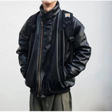 japanese street motorcycle set men thickened stand collar hip hop leather jacket harajuku casual pants 2 pcs bomber suit 2023 clean everyday pants