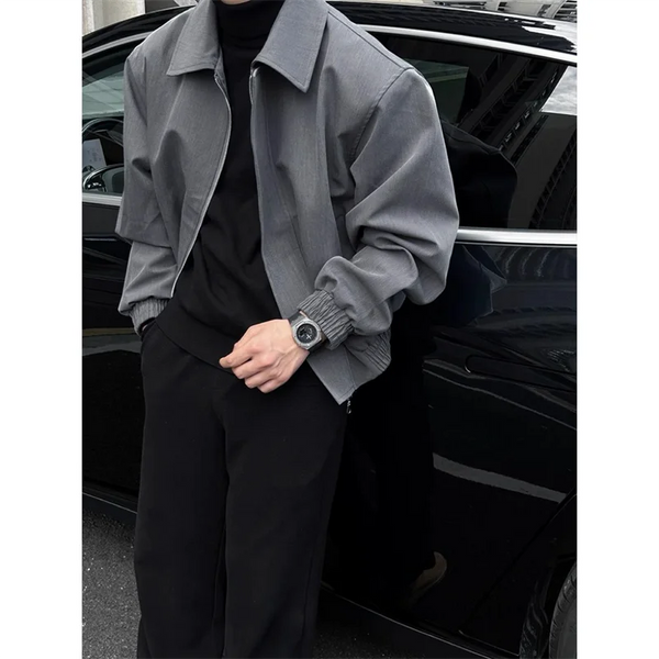 New Original Gray Short Coat Men Spring And Autumn American Retro High