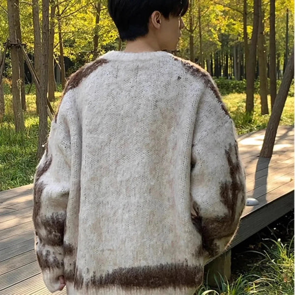 oversized knit pullover, fall/winter fashion, soft knit pullover with flame design, y2k fashion statement