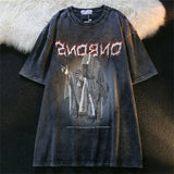 Trapwear Melting smiley – Trendy Brand Loose Washed Old American Retro Devil Print Sho