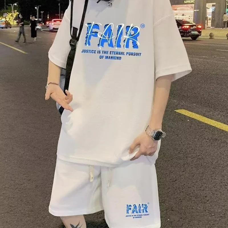 Harajuku Vintage print – Summer Men Tracksuit Korean Cartoon Streetwear Cool Bear Pri