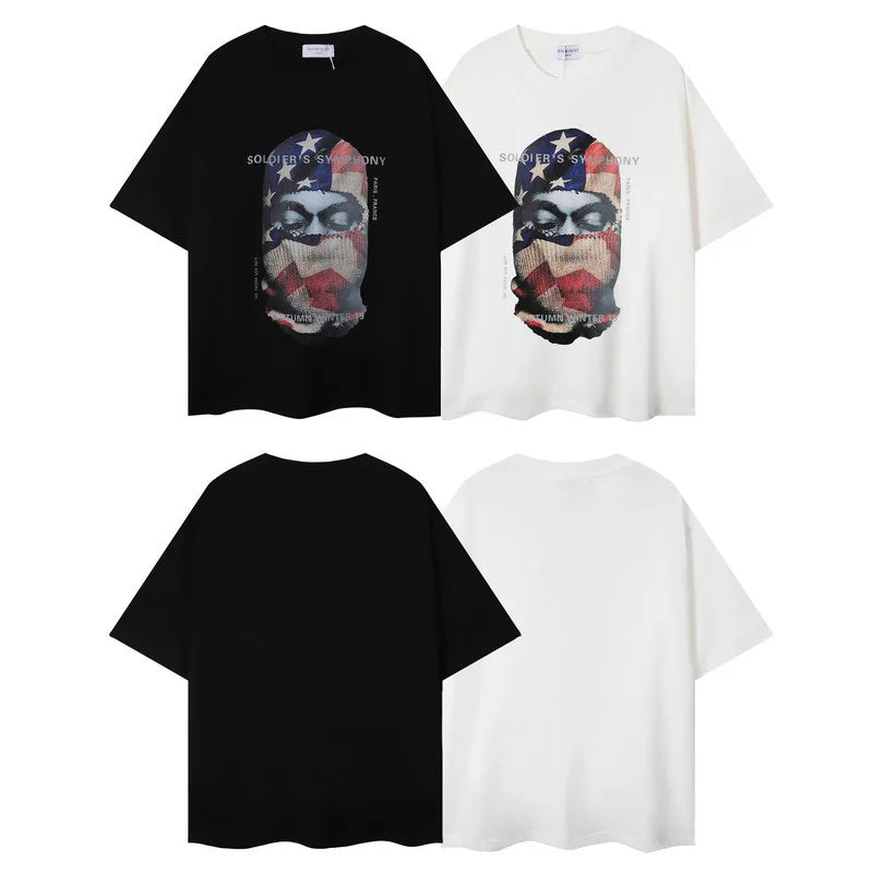Glitchcore Fashion – High Quality Ih Nom Uh Nit T Shirt Masked Men Letter Printin – Urban Streetwear for Men & Women
