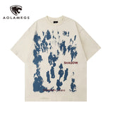 Sadcore Tribal flame – Aolamegs Men Gothic Punk Style Letter Printed Oversized T Sh