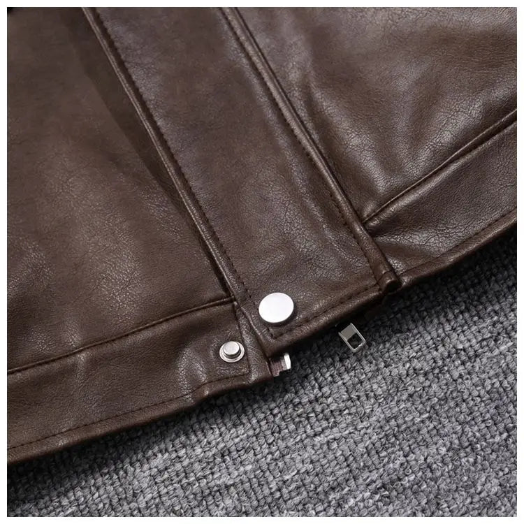 Retro hot girl camisole irregular big swing skirt short leather jacket coffee color set two piece sets womens outifits dress