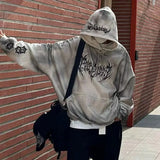 High Street Tie Dye Letter Embroidery Terry Hooded Hoodies For Men And