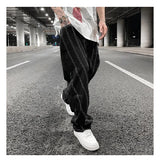 fashion design lines denim jeans mens zipper loose straight trousers hip hop new casual streetwear pants joggers baggy jeans unique joggers style 1464